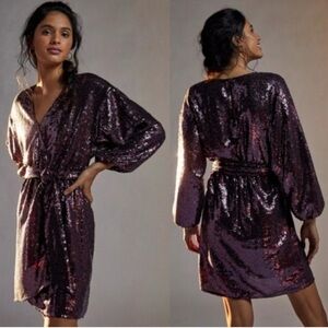 Anthropologie Lisabette Purple Plum Sequin Dress. Size S. Like New!